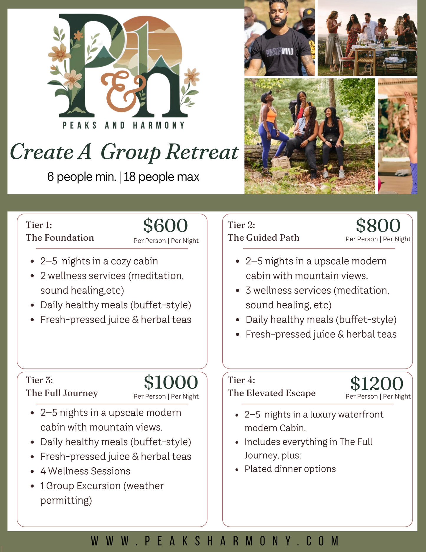 Create A Group Retreat (DEPOSIT)