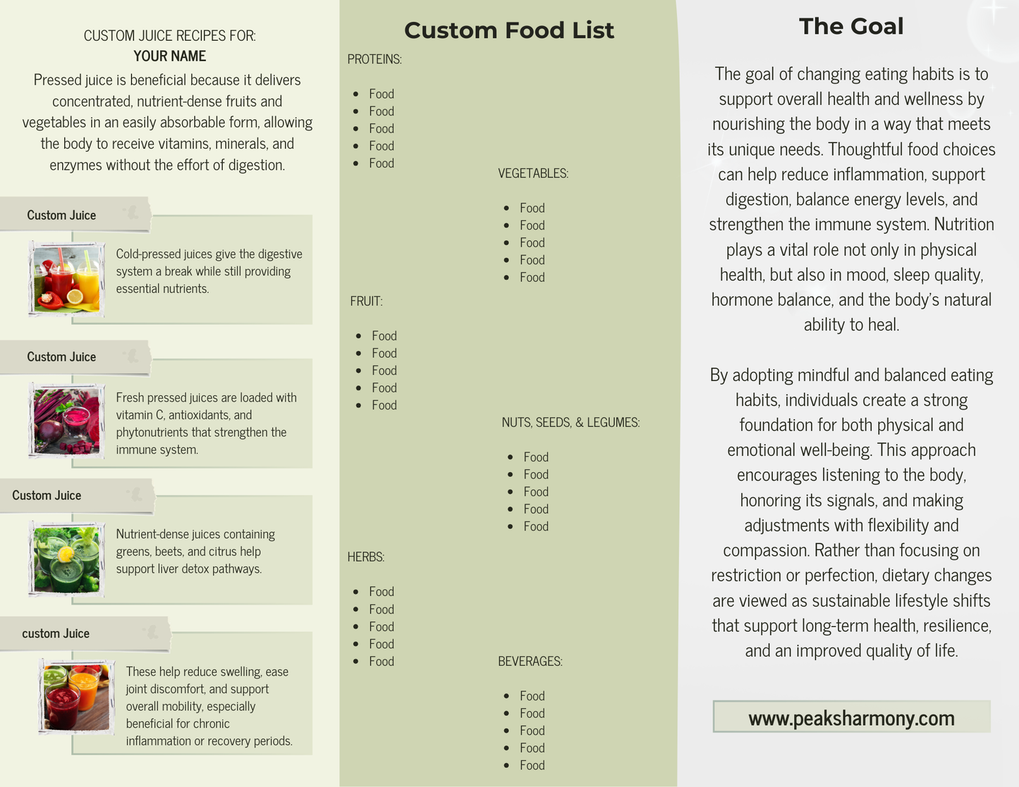 Custom Food & Pressed Juice Guide