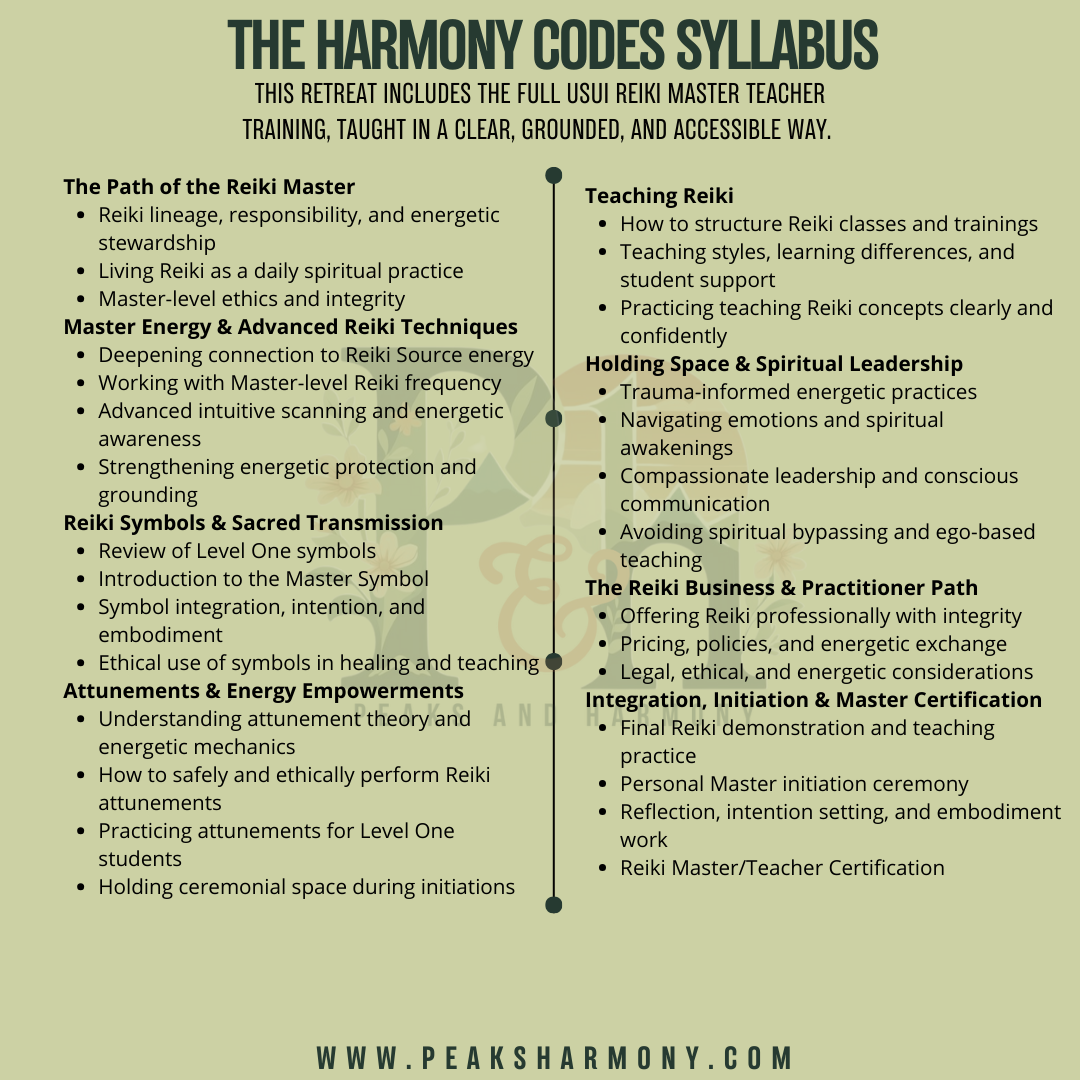 The Harmony Codes: Reiki Master/Teacher Training Retreat